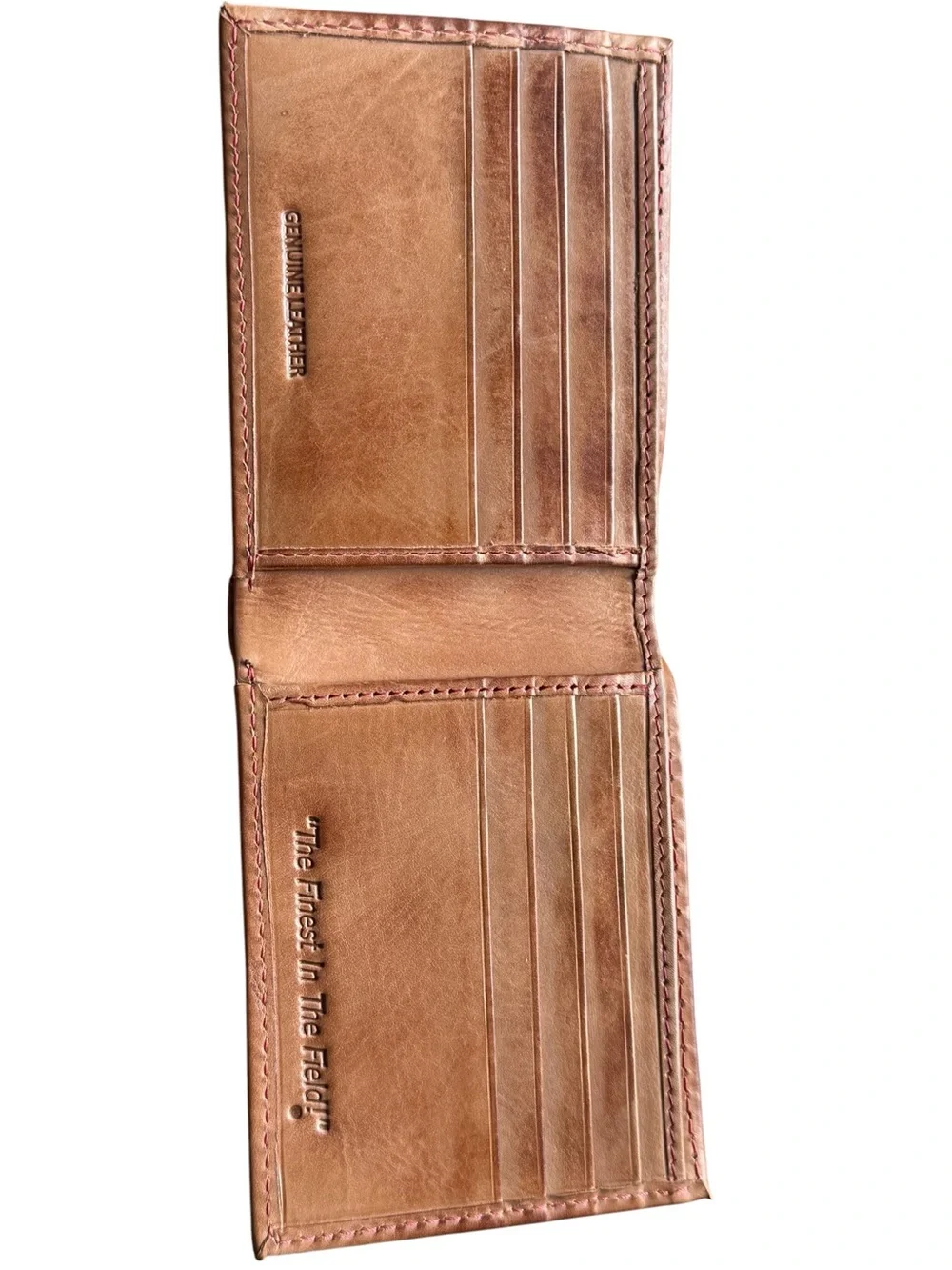 Rawlings Brown Leather Wallet with Pink Stitch Accent